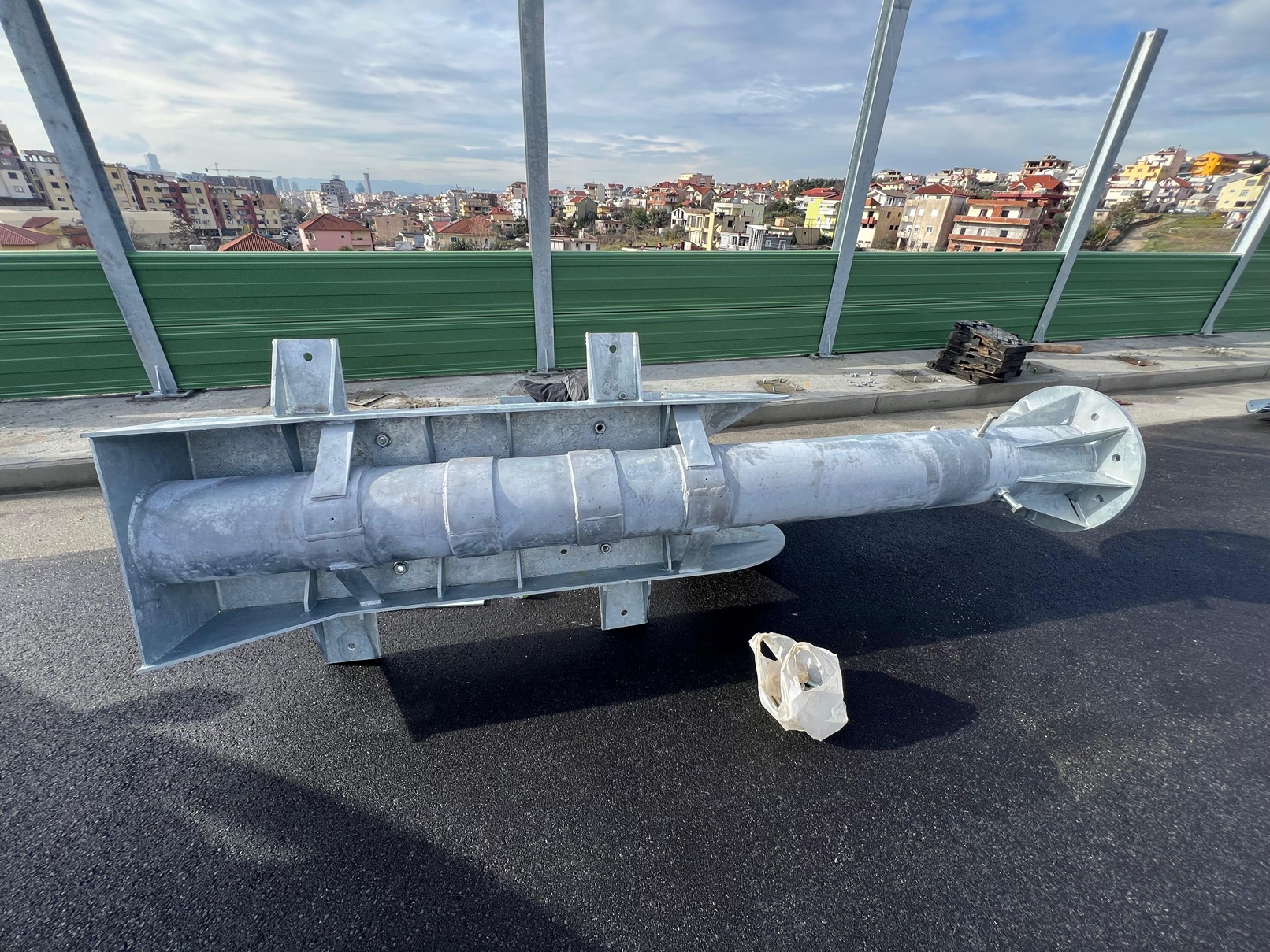 Bridge gantry base for traffic sign
